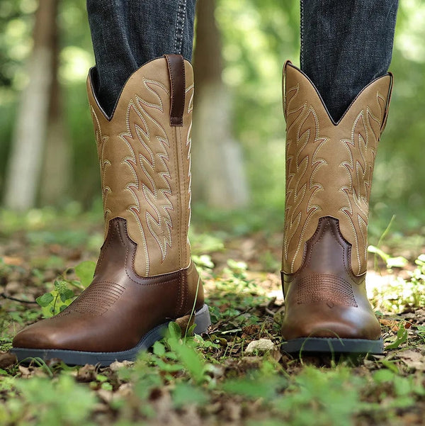 37: Bottes en cuir Old West Roper avec semelle en caoutchouc 37: Bottes en cuir Old West Roper avec semelle en caoutchouc