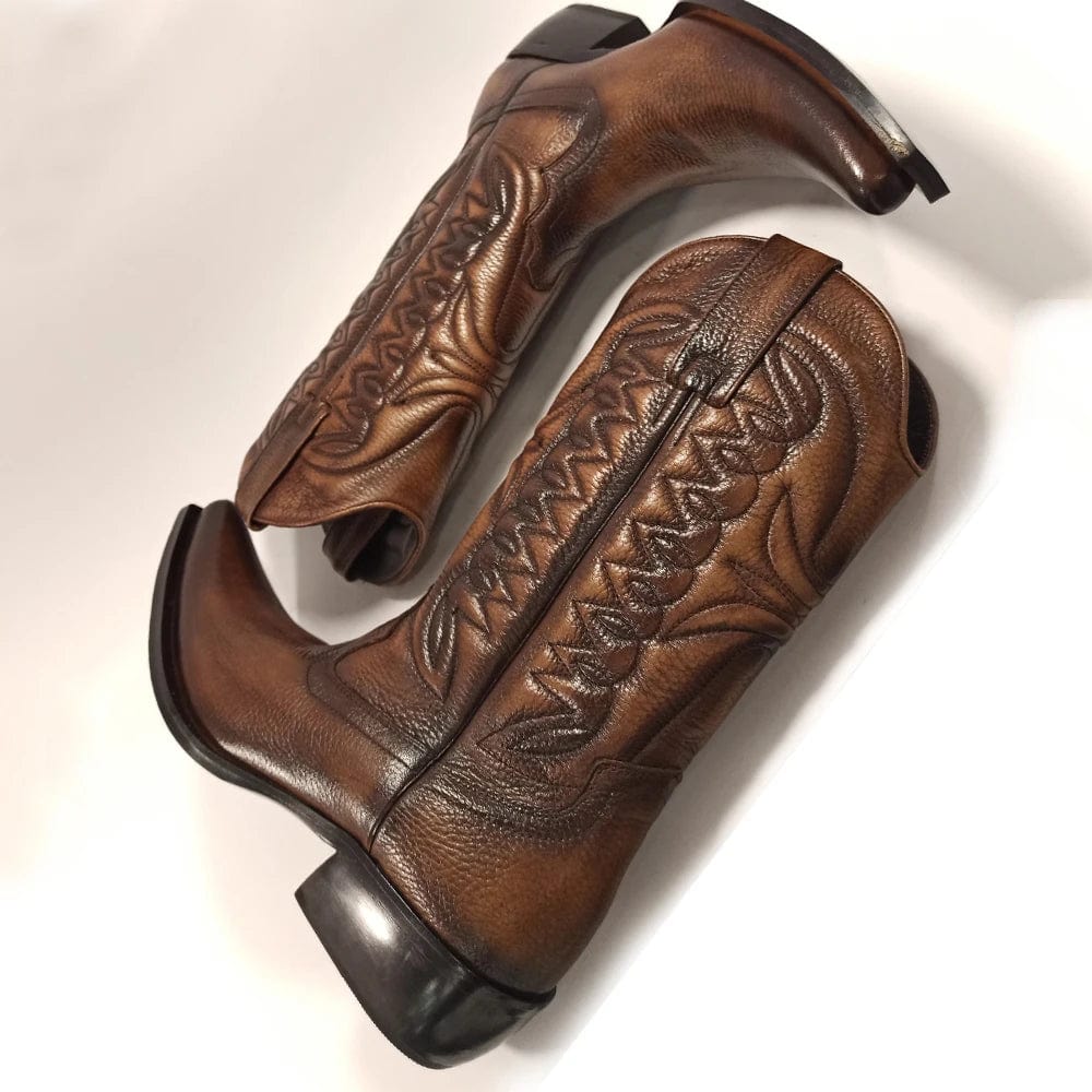 Bottines Western pour Homme en Cuir de Vache Véritable Taille 35-46 Été Bottines Western pour Homme en Cuir de Vache Véritable Taille 35-46 Été