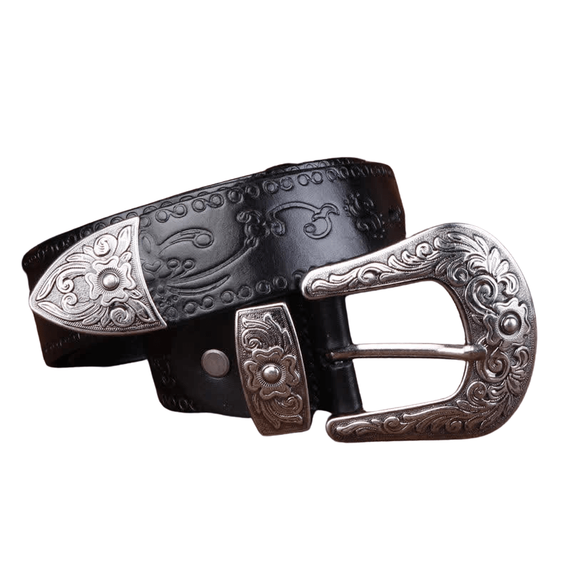 Ceinture Western Homme - Taureau Sculpté, Noir - Taille 34-38 (120cm) - Neuf