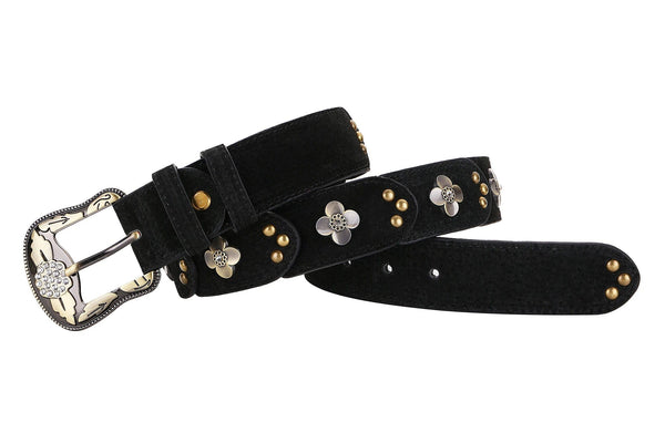 Boucle De Ceinture Western En Cuir - Motif Fleurie - Sans Marque - 11315