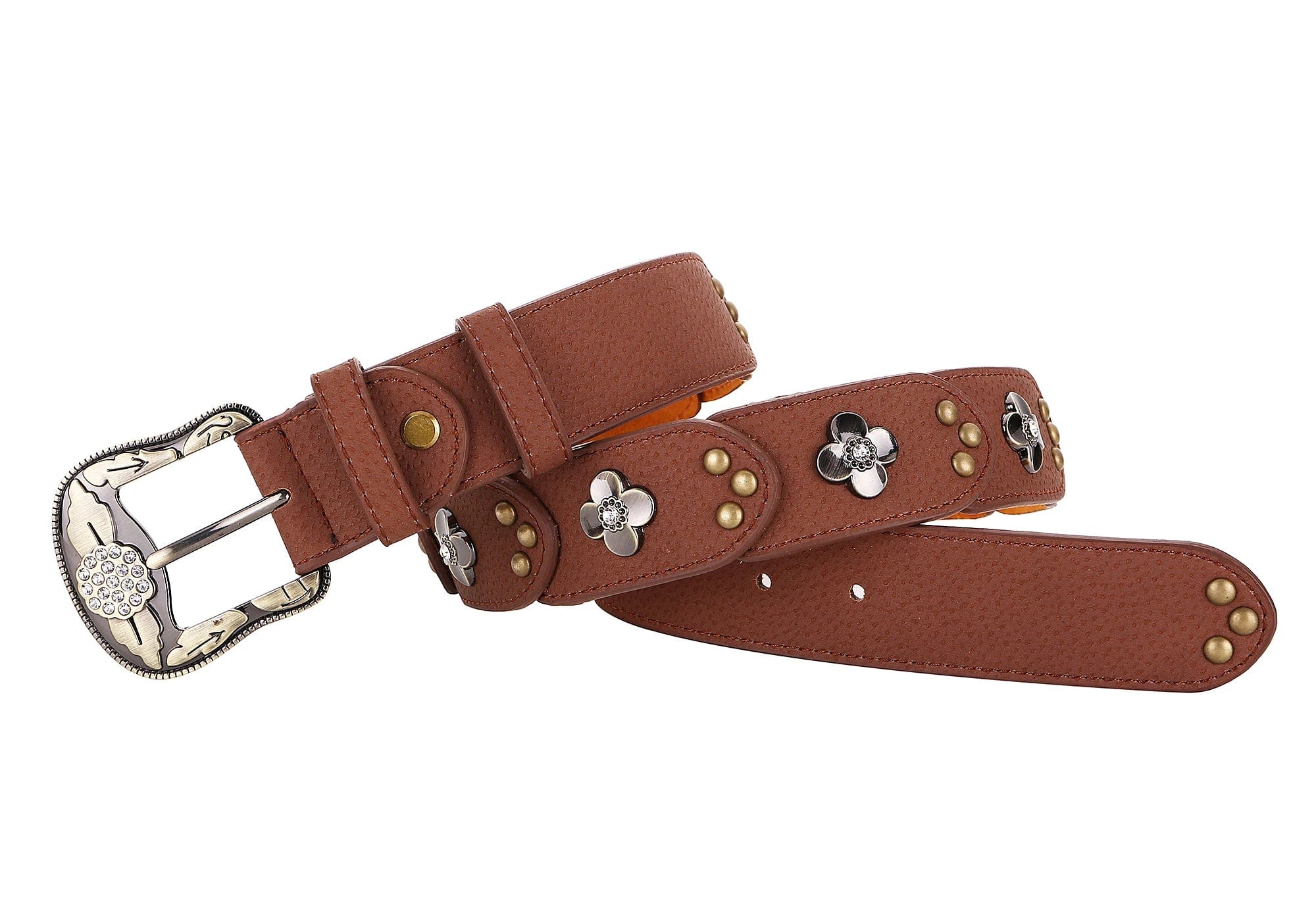 Ceinture Western Cuir Femme Fleurs