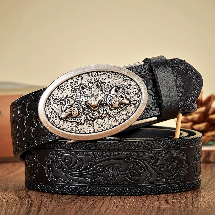 Ceinture Noire Ceinture Vintage Homme Ceinture Western Cuir Noir