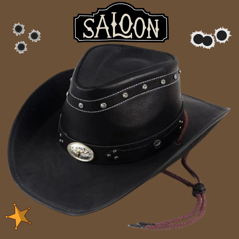 Chapeau Camionneur En Cuir Style Cowboy – Ajustable, Respirant, Unisexe Adulte