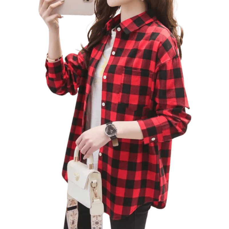 Chemise à Carreaux Femme Oktoberfest – Rouge Et Blanc, Style Folklorique, Manches Bouffantes, Pour Fête, Carnaval