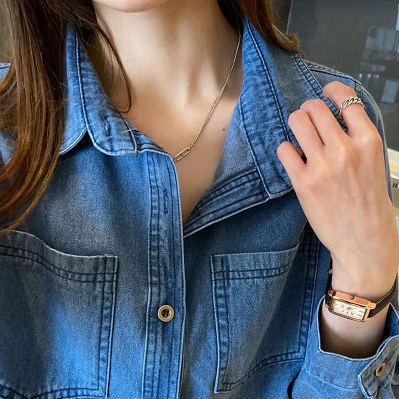 Indigo Blue Wash Bleu Indigo Délavé Chemise En Jean Ajustée À Manches Longues Effet Délavé Vintage Petite | FR Indigo Blue Wash Bleu Indigo Délavé Chemise En Jean Ajustée À Manches Longues Effet Délavé Vintage Petite | FR