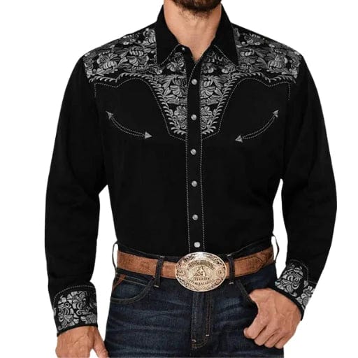 Chemise Western Collection – Noire Et Dorée – Rayures Western – Taille S – Clous – USA